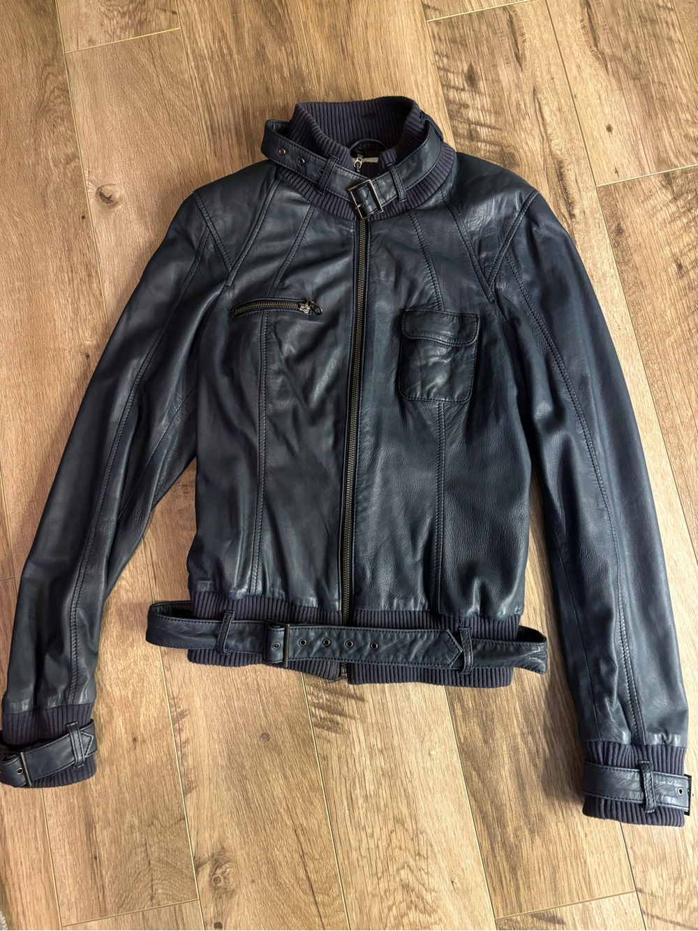 DANIER Navy Blue Leather Jacket